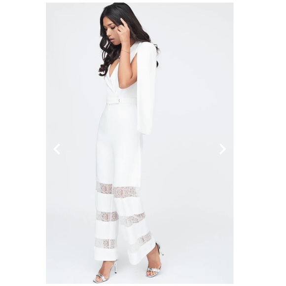 Chic Lavish Alice Lace Insert Cape Sleeve Jumpsuit - Picture 3 of 15